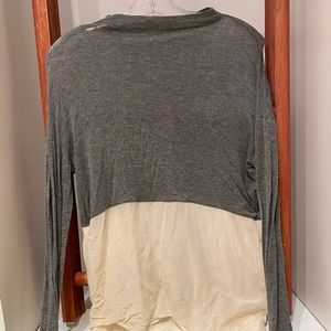 Aritzia Long sleeve thin jersey material grey top with silk bottom